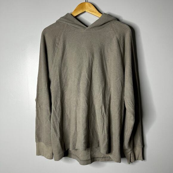 James Perse Thermal Waffle Cashmere Hoodie Women's Large Gray Minimalist Cozy - Picture 1 of 7